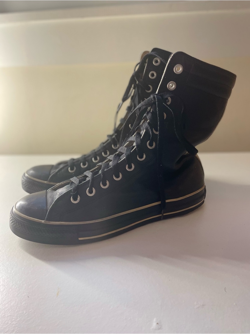 Converse Chuck Taylor All Star X-Hi Black Leather High Top Sneakers size M7 / W9